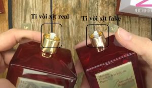 Ti vòi xịt real - ti vòi xịt fake, ti loe chai bên trái và ti trụ chai bên phải fake