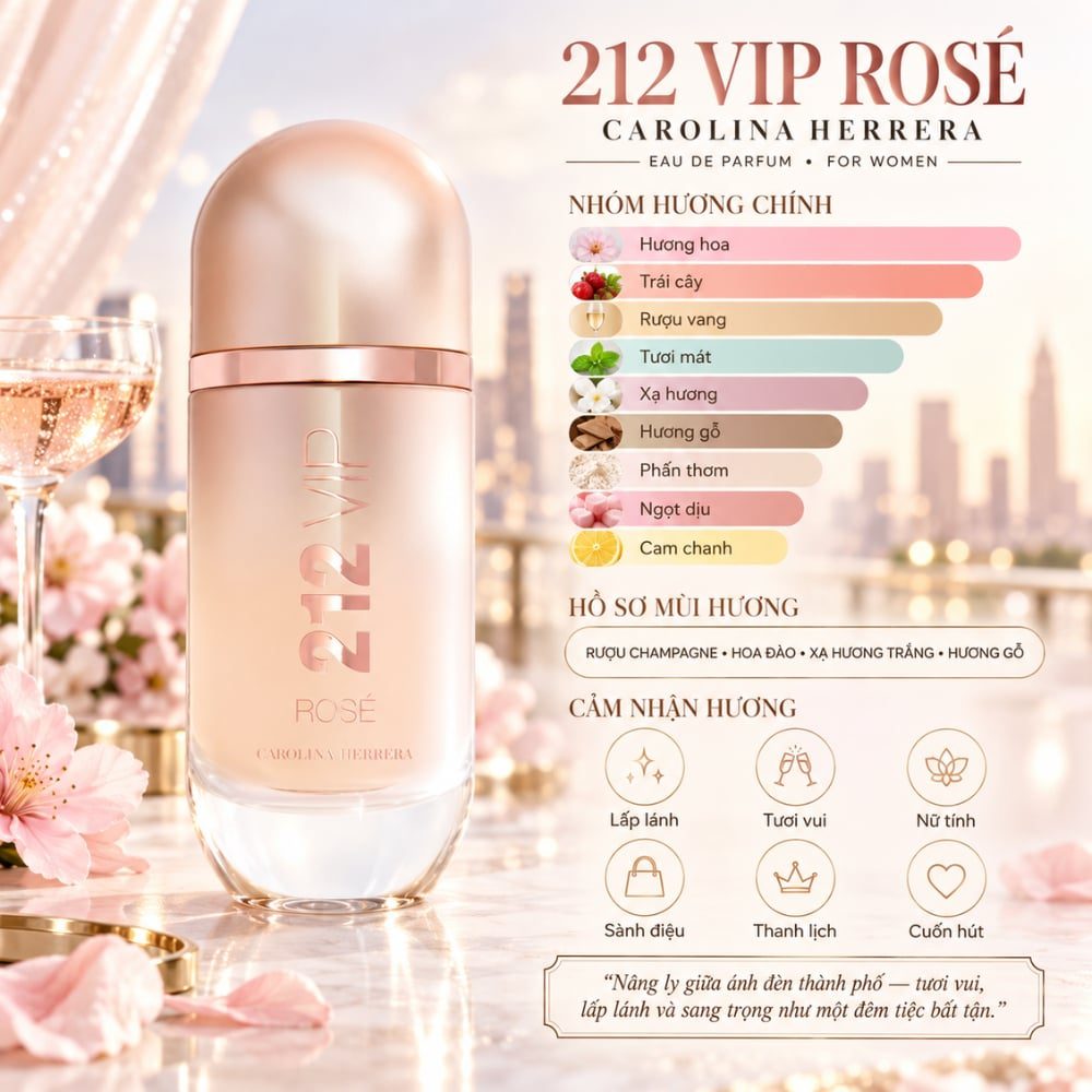 Carolina Herrera 212 Vip Rose 23 Mùi hương Nước hoa Carolina Herrera 212 Vip Rose _ Tiến Perfume