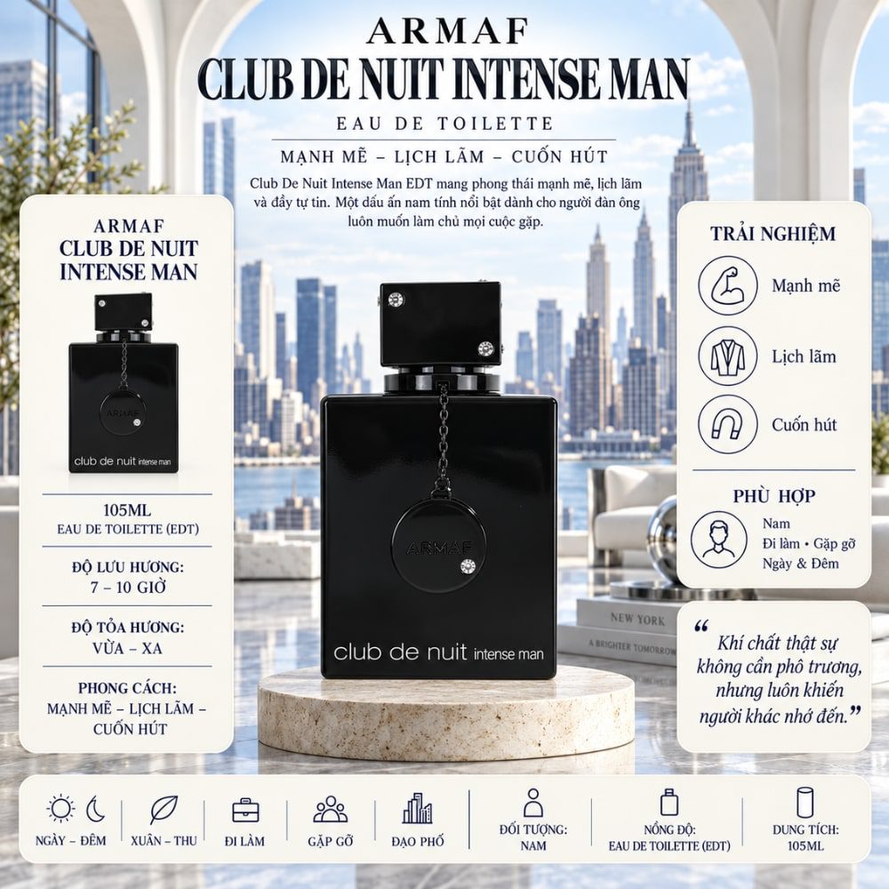 Club de Nuit Intense Man EDT 105ml 17 Thông tin Armaf Club De Nuit Intense Man EDT _ Tiến Perfume