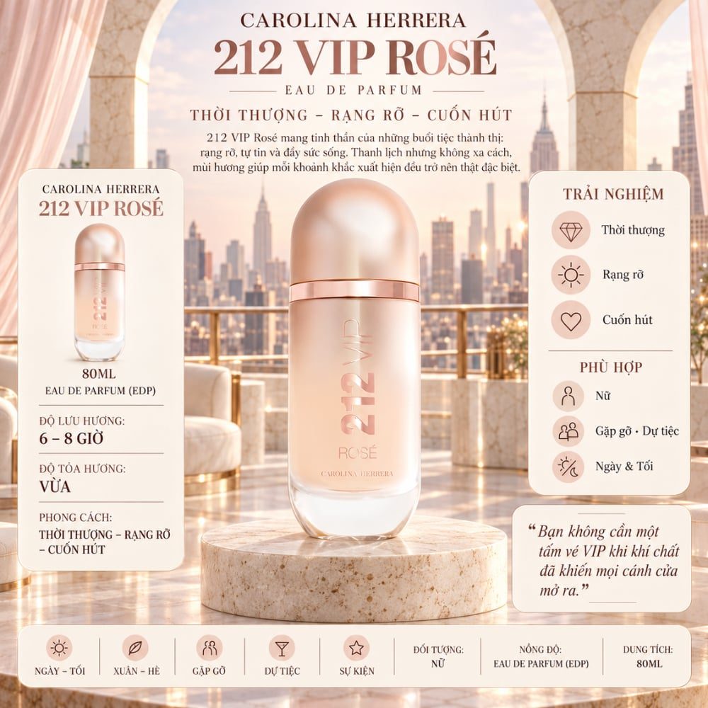 Carolina Herrera 212 Vip Rose 17 Thông tin Carolina Herrera 212 Vip Rose _ Tiến Perfume