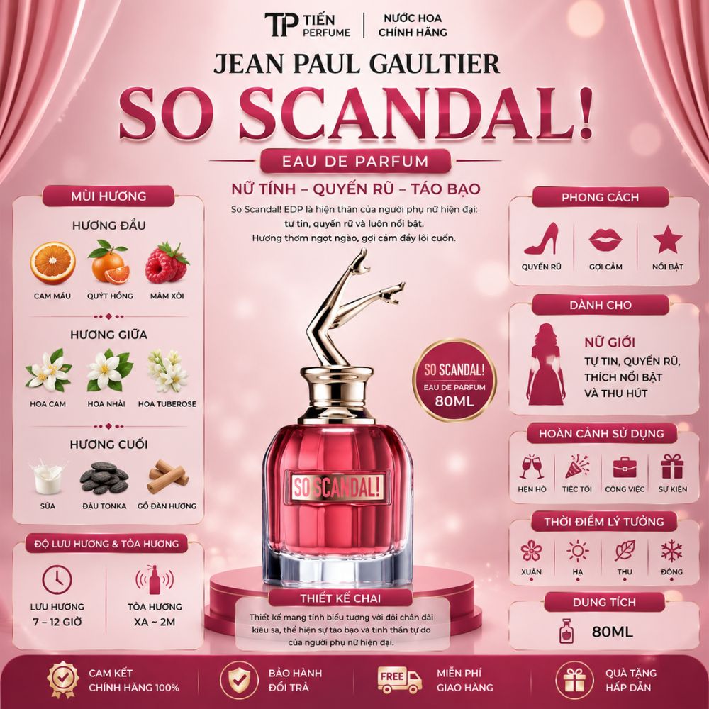 Jean Paul Gaultier So Scandal EDP 15 Thông tin Jean Paul Gaultier So Scandal EDP 80ml (So Scandal bản mới) _ Tiến Perfume