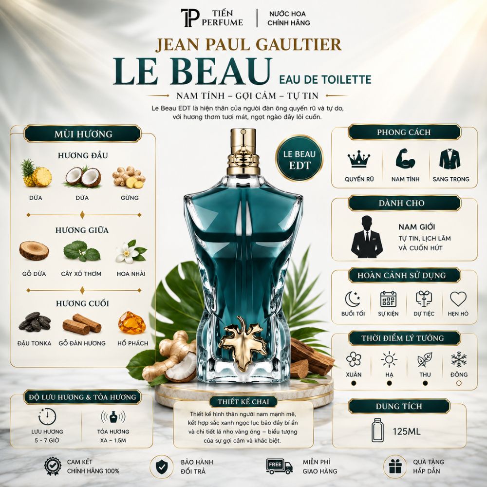 Jean Paul Gaultier Le Beau EDT 23 Thông tin Nước hoa Jean Paul Gaultier Le Beau EDT _ Tiến Perfume