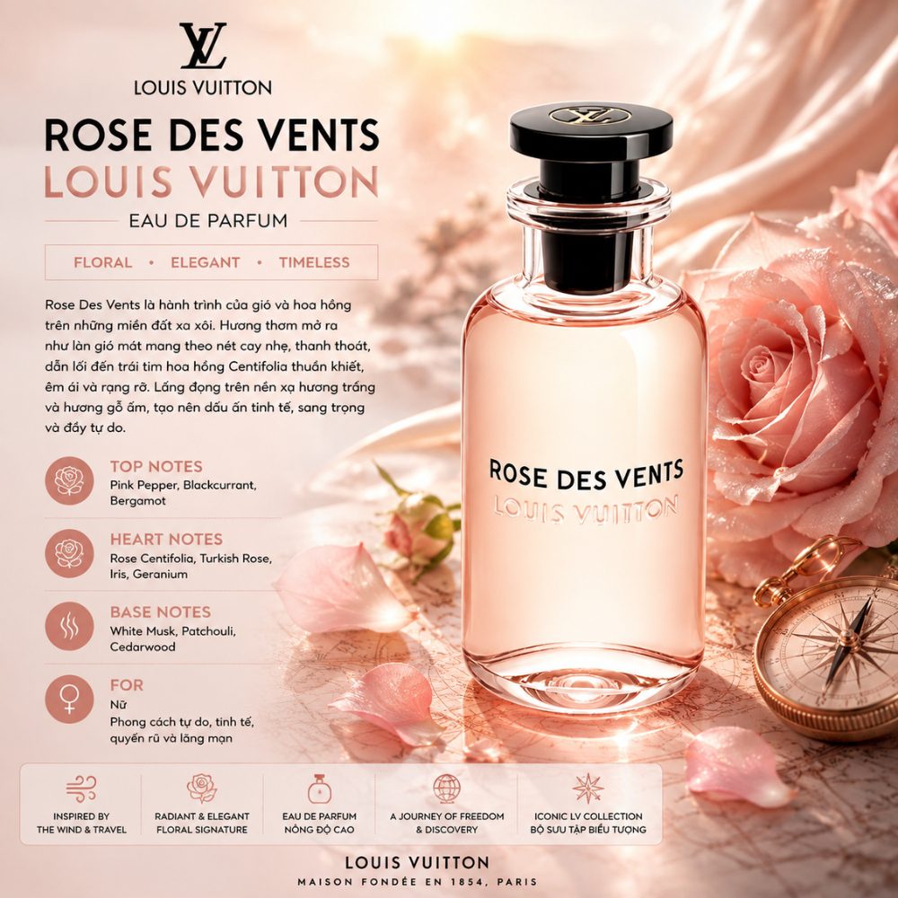 Louis Vuitton Rose Des Vents EDP 100ml 22 Authentic Perfume Louis Vuitton Rose Des Vents _ Tiến Perfume