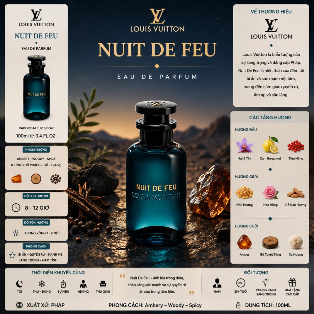Louis Vuitton Nuit De Feu EDP 100ml 17 Thông tin Louis Vuitton Nuit De Feu _ Tiến Perfume