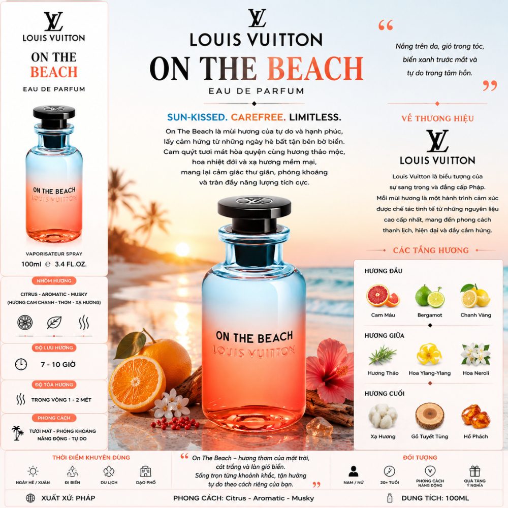 Louis Vuitton On The Beach EDP 100ml 17 Thông tin Louis Vuitton On The Beach EDP _ Tiến Perfume