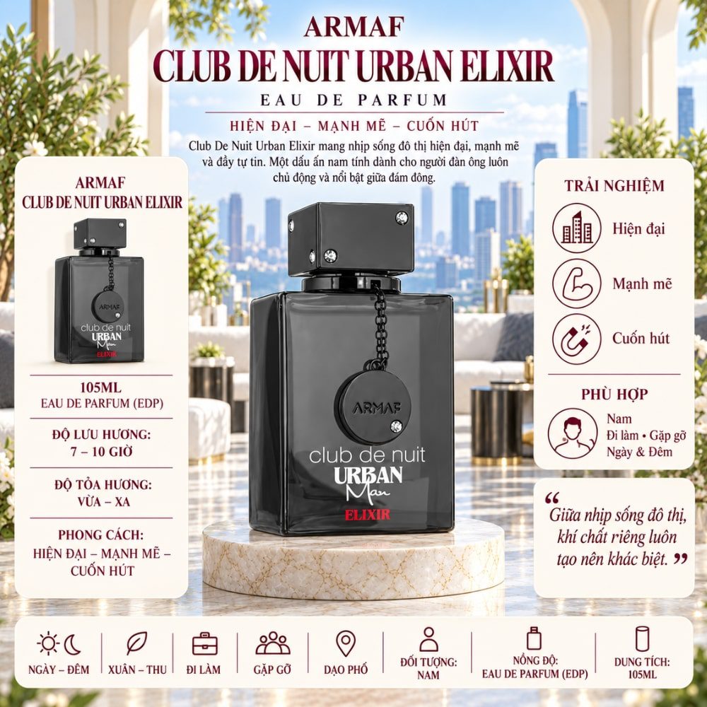 Club De Nuit Urban Man Elixir EDP 105ml 17 Thông tin Armaf Club De Nuit Urban Elixir Men _ Tiến Perfume
