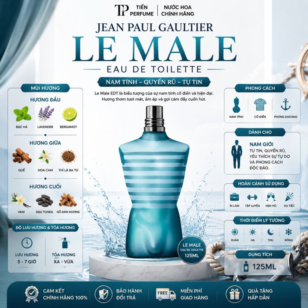 Jean Paul Gaultier Le Male EDT 15 Thông tin Jean Paul Gaultier Le Male EDT 125ml _ Tiến Perfume