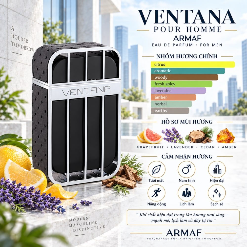 Armaf Ventana Pour Homme EDP 24 Mùi hương Nước hoa Armaf Ventana Pour Homme _ Tiến Perfume