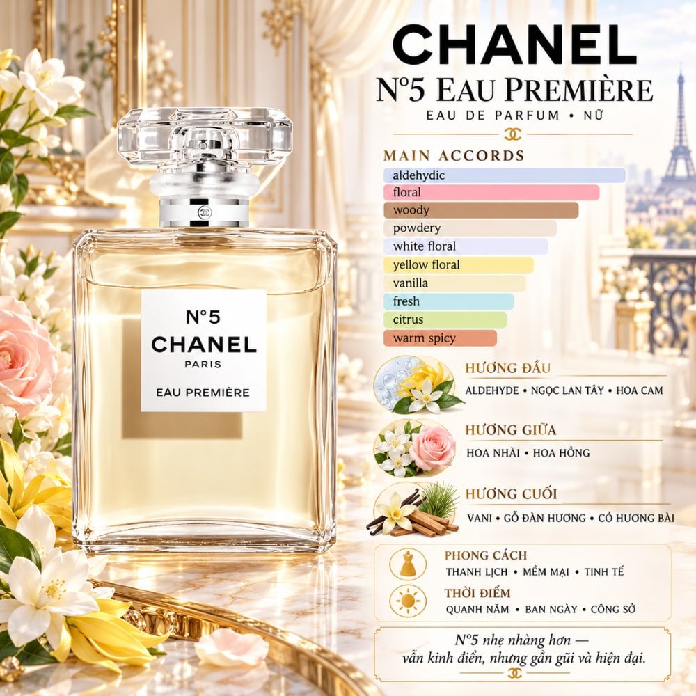 Chanel No.5 Eau Première EDP 28 Mùi hương Nước hoa Chanel No 5 Eau Premiere EDP _ Tiến Perfume