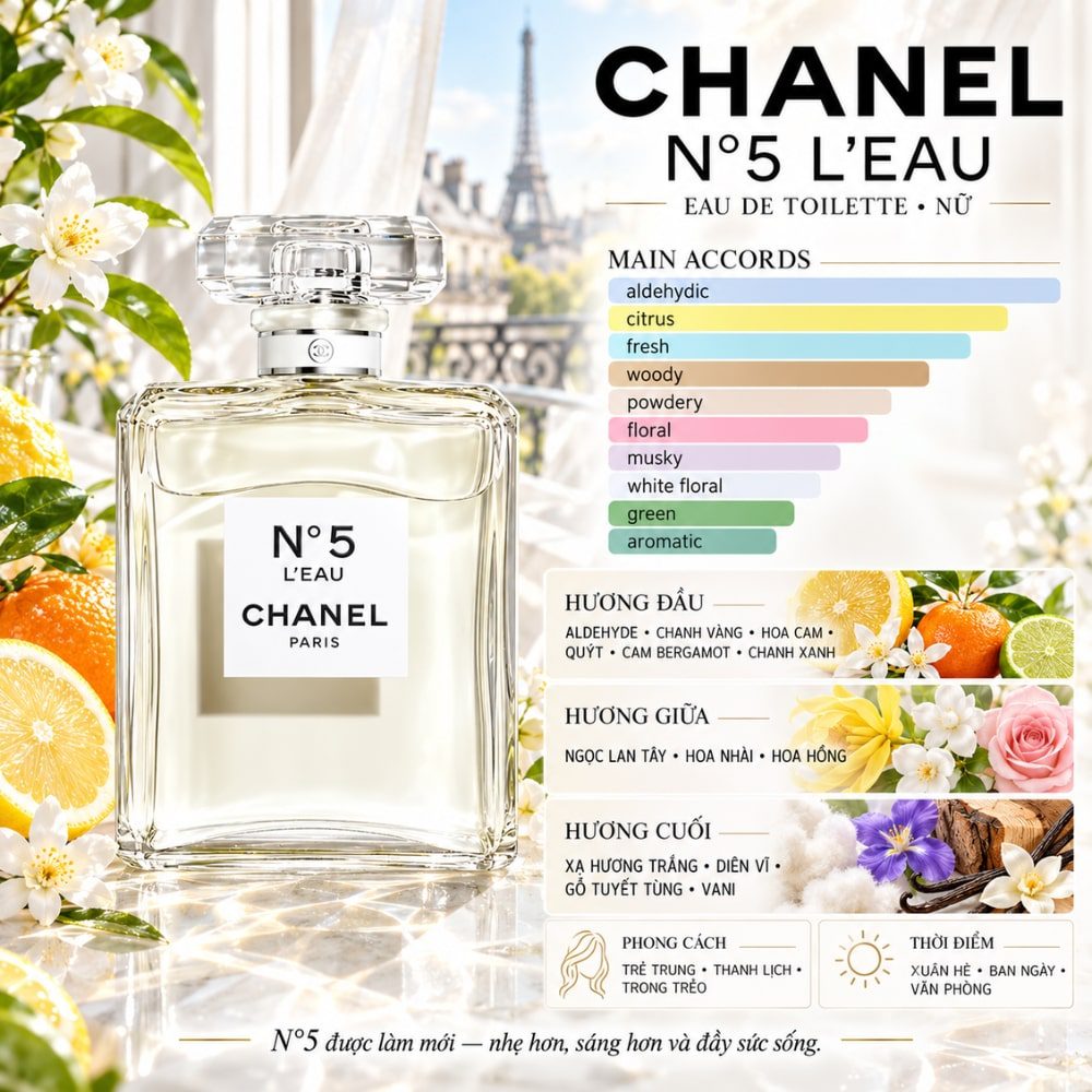 Mùi hương Nước hoa Chanel No 5 L'eau EDT _ Tiến Perfume Mùi hương Nước hoa Chanel No 5 L'eau EDT _ Tiến Perfume
