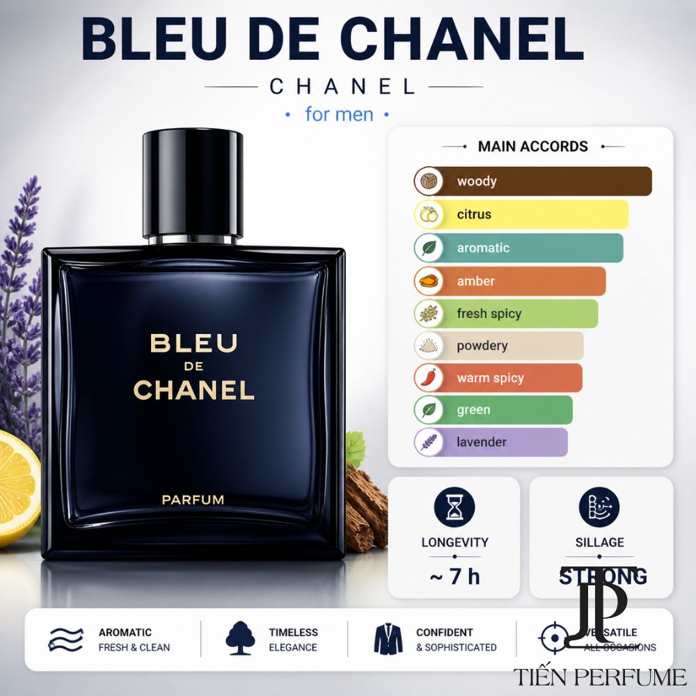 Bleu De Chanel Parfum 32 Tầng hương Bleu de Chanel Parfum 100ml _ Bleu Chanel Chữ Vàng _ Tiến Perfume