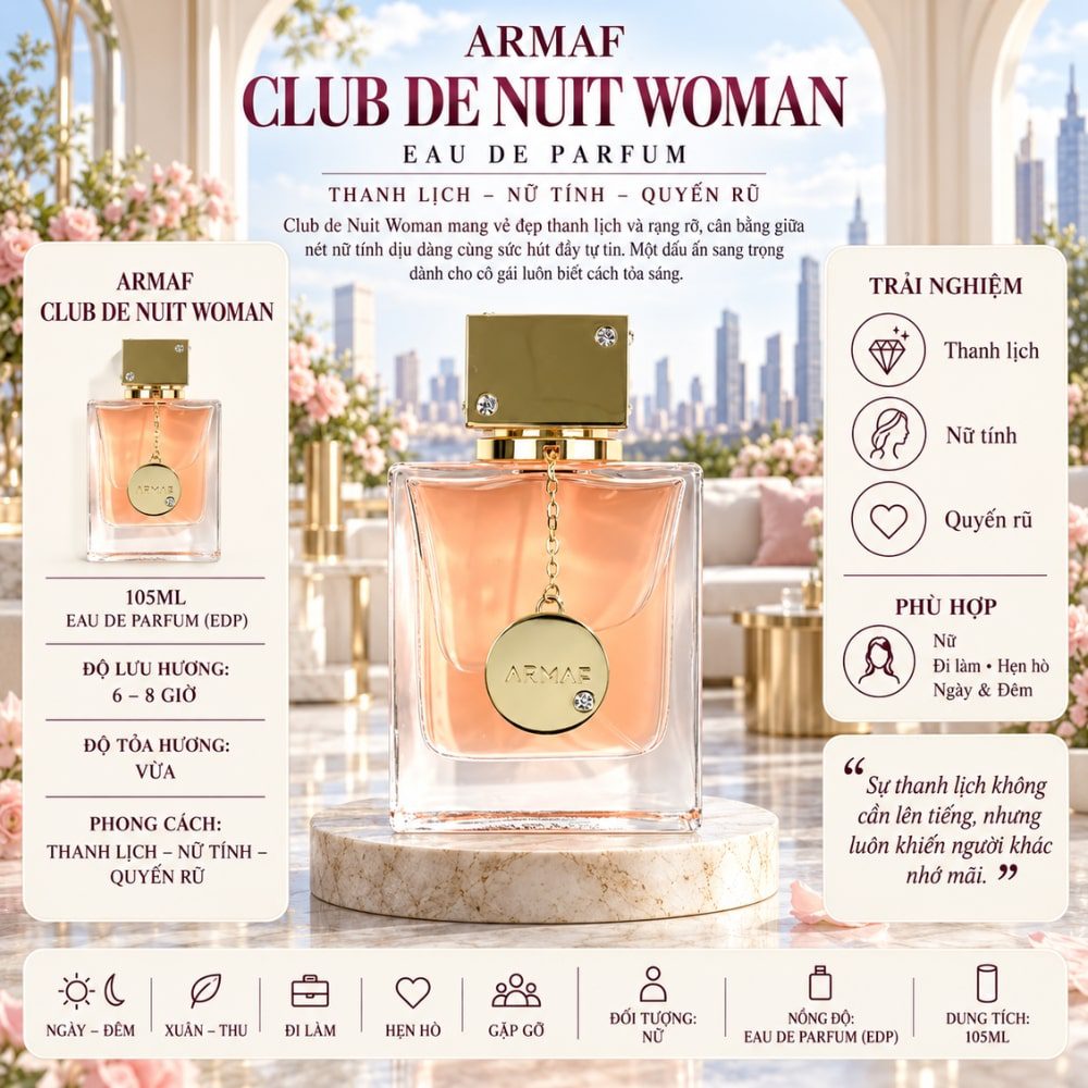 Club de Nuit Woman EDP 105ml 17 Thông tin Armaf Club de nuit Woman _ Tiến Perfume