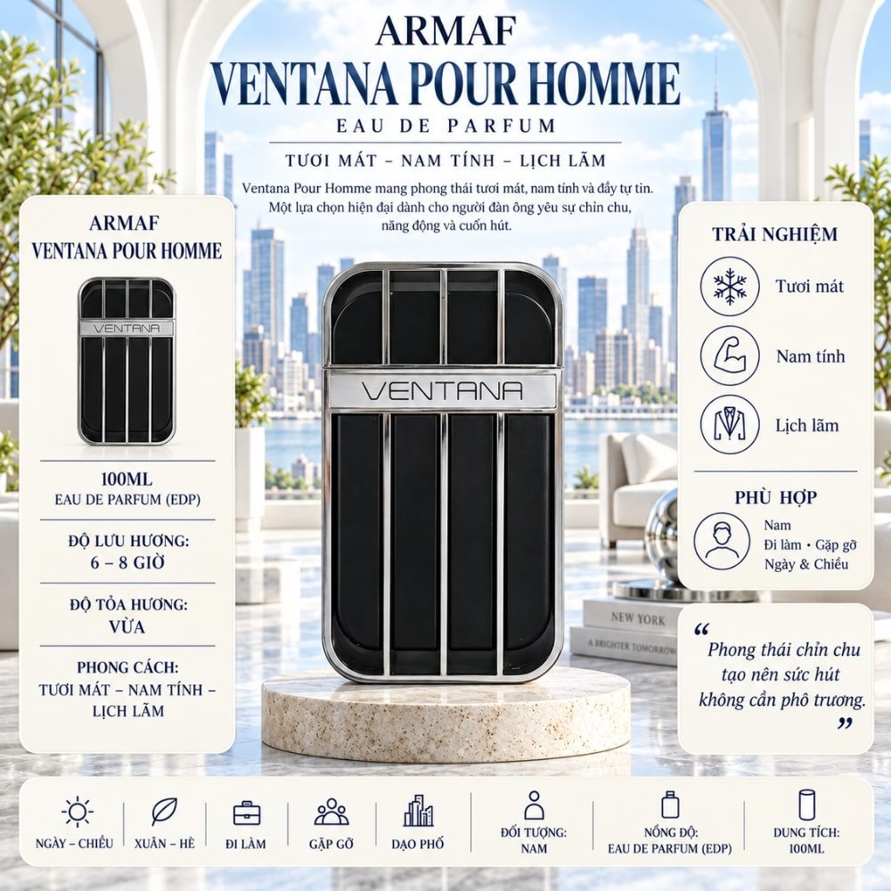 Armaf Ventana Pour Homme EDP 17 Thông tin Armaf Ventana Pour Homme _ Tiến Perfume