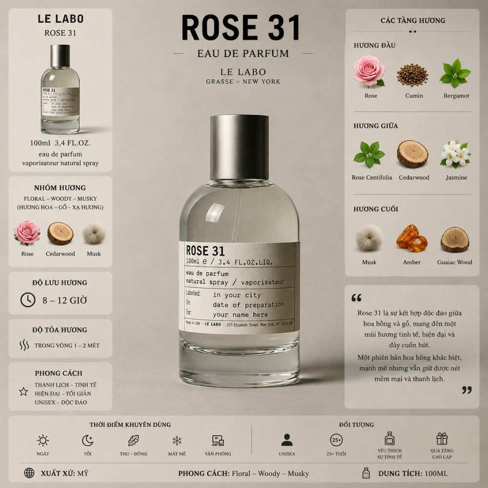 Le Labo Rose 31 EDP 100ml 19 Thông tin Le Labo Rose 31 _ Tiến Perfume