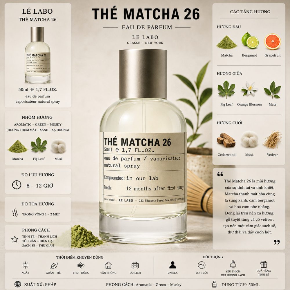 Le Labo The Matcha 26 EDP 100ml 39 Thông tin Le Labo Thé Matcha 26 _ Tiến Perfume