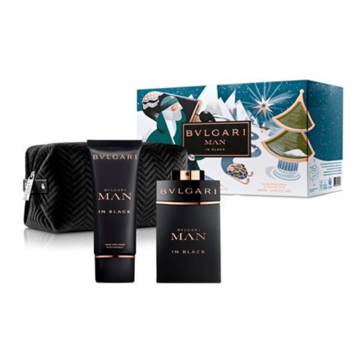 Giftset Bvlgari Man In Black EDP 100ml + After Shave 100ml + Pouch