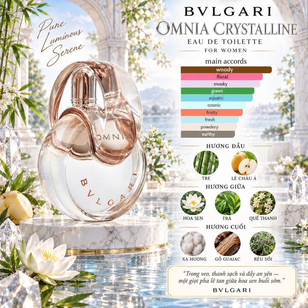 Bvlgari Omnia Crystalline EDT 33 Mùi hương Nước hoa Bvlgari Omnia Crystalline EDT _ Tiến Perfume