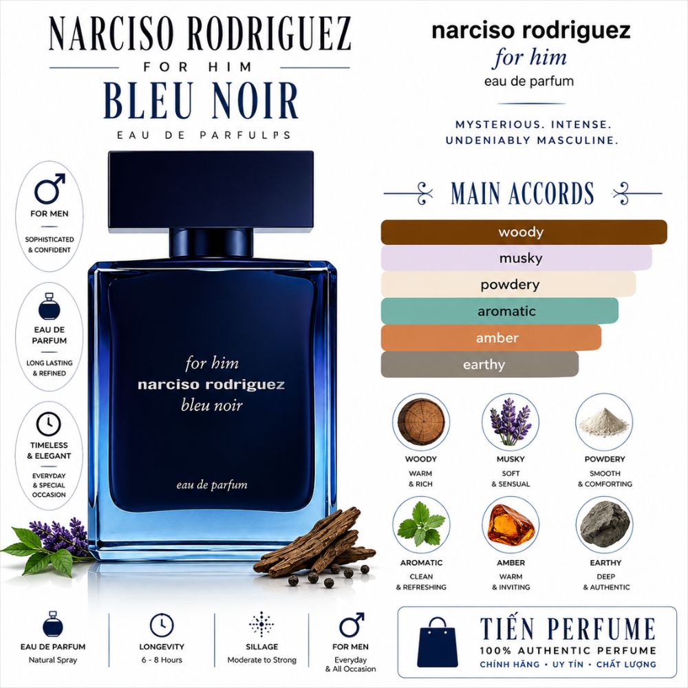 Narciso Rodriguez Bleu Noir For Him EDP 24 Mùi hương Nước hoa Narciso For Him Bleu Noir EDP _ Tiến Perfume