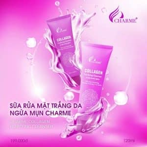 Sữa rửa mặt Charme Collagen 120ml 4 Sữa rửa mặt Charme Collagen trắng da ngừa mụn 120ml