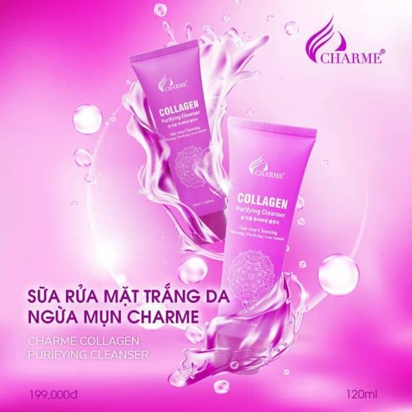 Sữa rửa mặt Charme Collagen trắng da ngừa mụn 120ml Sữa rửa mặt Charme Collagen trắng da ngừa mụn 120ml