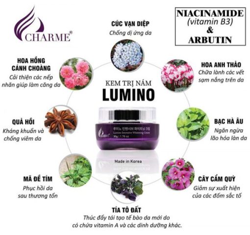 Thành phần Kem nám Charme Lumino Intensive Whitening