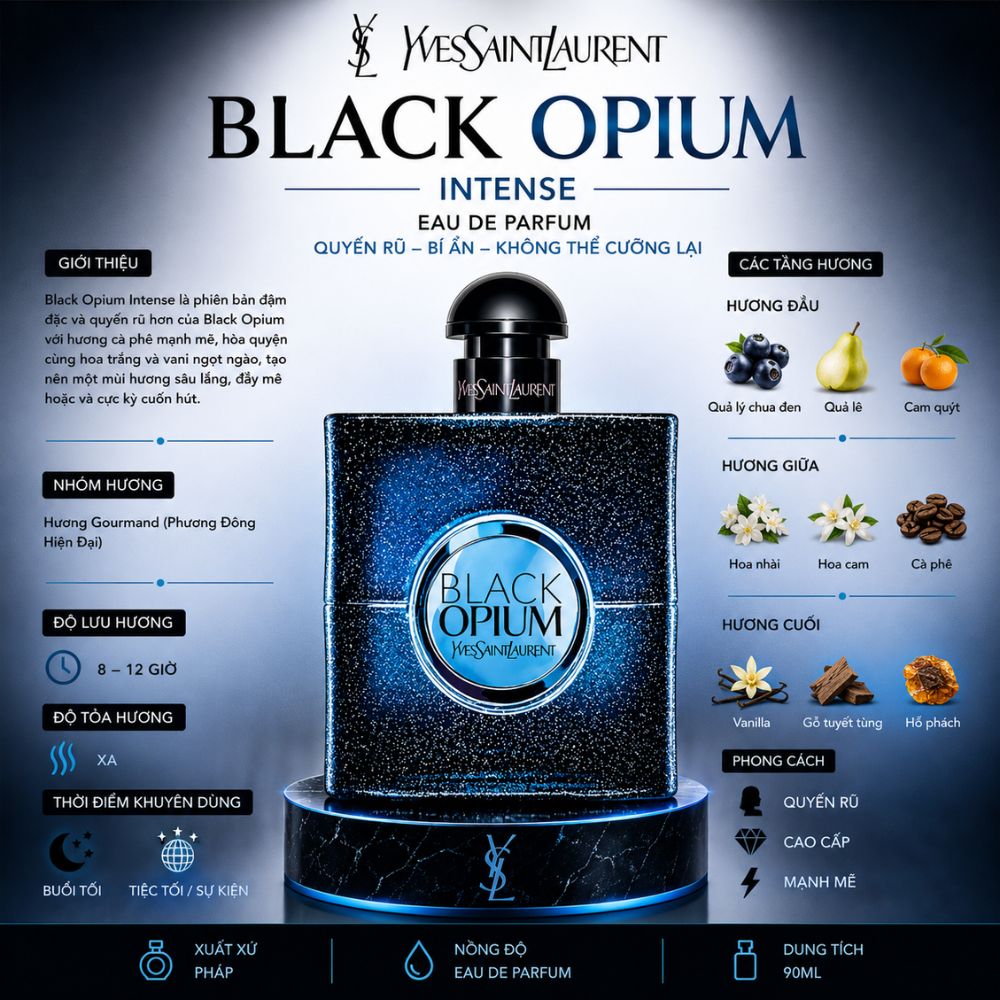 Yves Saint Laurent Black Opium EDP Intense 19 Thông tin Black Opium Intense Yves Saint Laurent _ Tiến Perfume