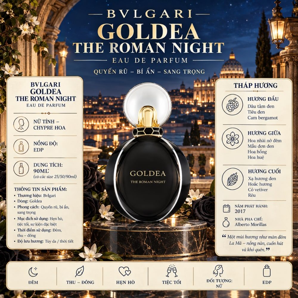 Bvlgari Goldea The Roman Night EDP 17 Thông tin Bvlgari Goldea The Roman Night EDP _ Tiến Perfume