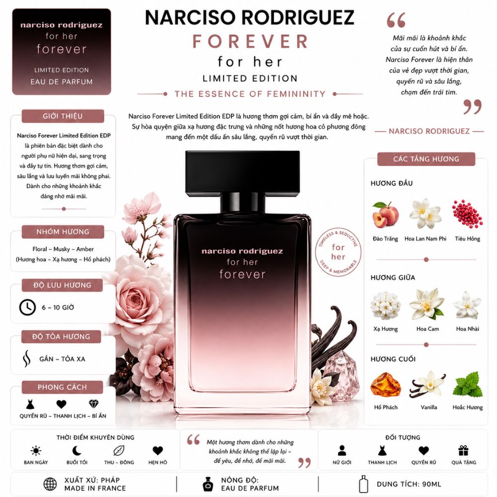 Narciso For Her Forever Limited EDP 100ml 21 Thông tin Narciso Forever Limited Edition EDP _ Tiến Perfume