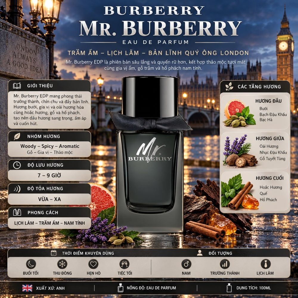 Burberry Mr Burberry EDP 19 Thông tin Burberry Mr. Burberry EDP _ Tiến Perfume