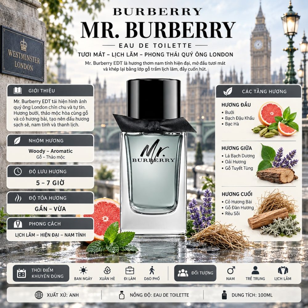 Burberry Mr Burberry EDT 17 Thông tin Burberry Mr. Burberry EDT _ Tiến Perfume
