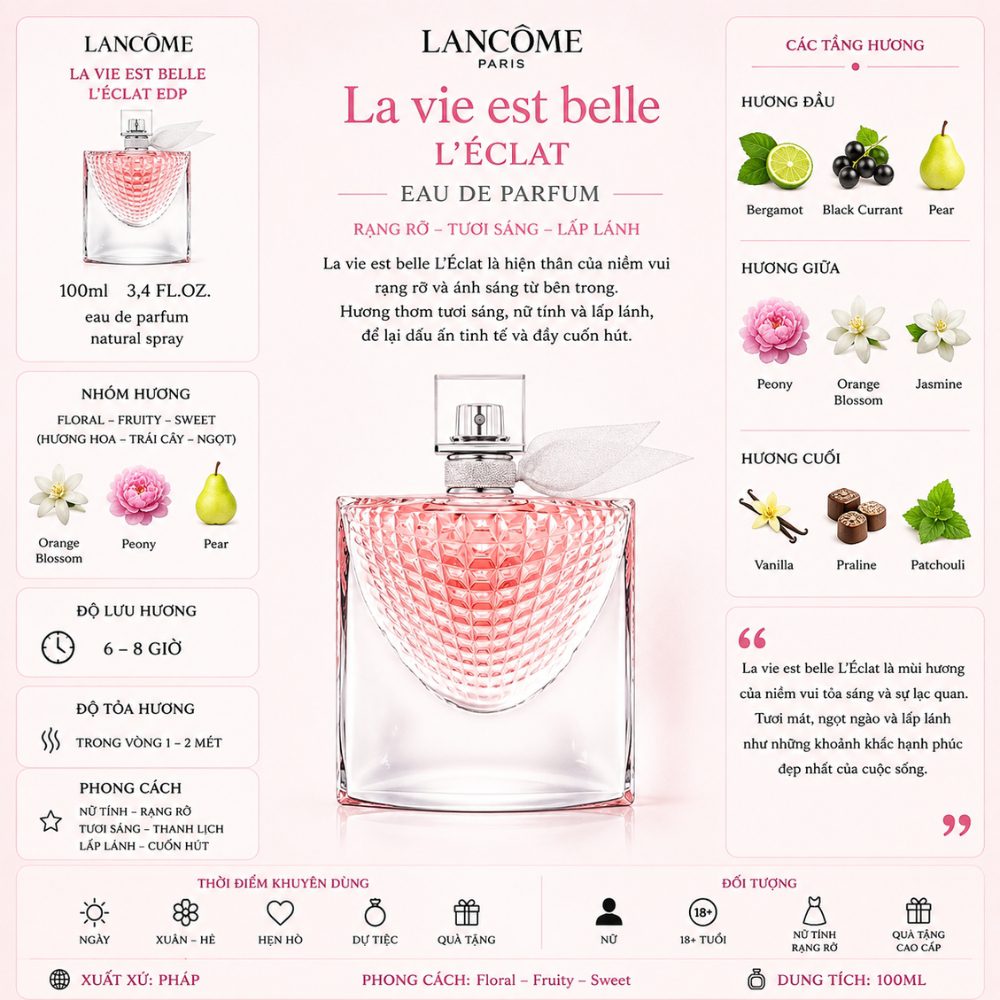 Lancome La Vie Est Belle L’eclat EDP 21 Thông tin Lancome La Vie Est Belle L’eclat EDP _ Tiến Perfume