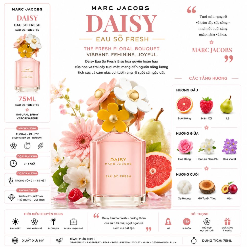 Marc Jacobs Daisy Eau So Fresh EDT 19 Thông tin Marc Jacobs Daisy Eau So Fresh EDT _ Tiến Perfume