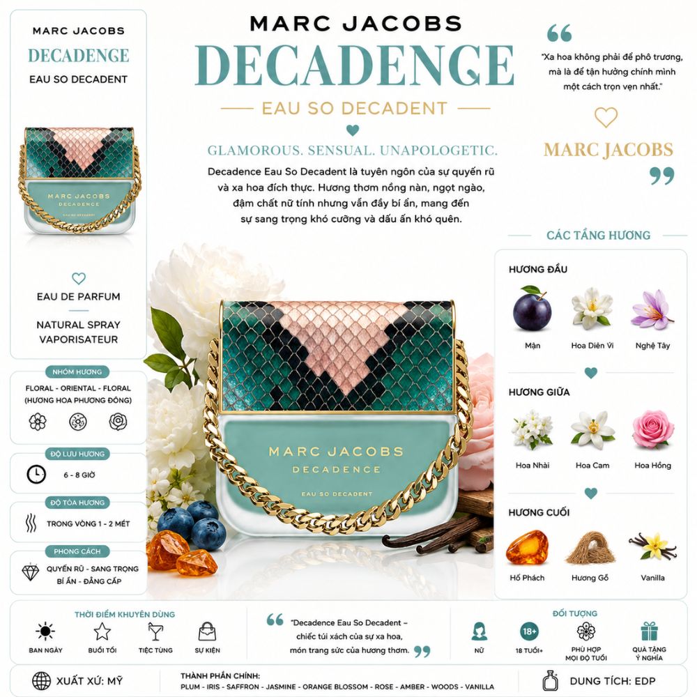 Marc Jacobs Decadence Eau So Decadent 100ml 17 Thông tin Marc Jacobs Decadence Eau So Decadent _ Tiến Perfume
