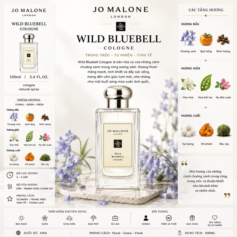 Jo Malone Wild Bluebell Cologne 21 Thông tin Jo Malone Wild Bluebell Cologne _ Tiến Perfume