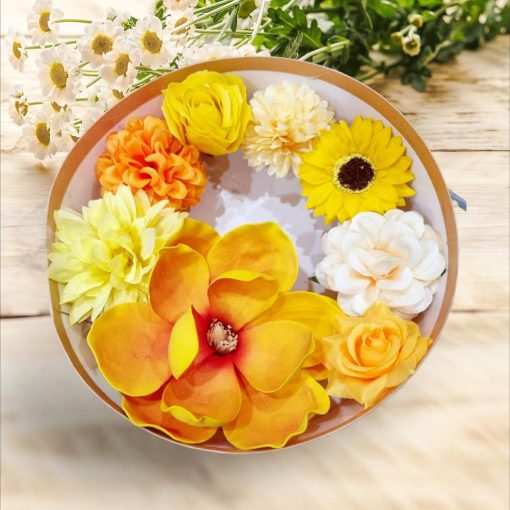 #CL30227 Hộp quà nước hoa trang trí hoa vàng sinh nhật, quà kỉ niệm giá tốt