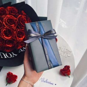 #QC2820 Hộp quà nước hoa Valentine xanh xám, xanh dương lãng mạn 1 #QC2820 Hộp quà nước hoa Valentine xanh xám, xanh dương lãng mạn