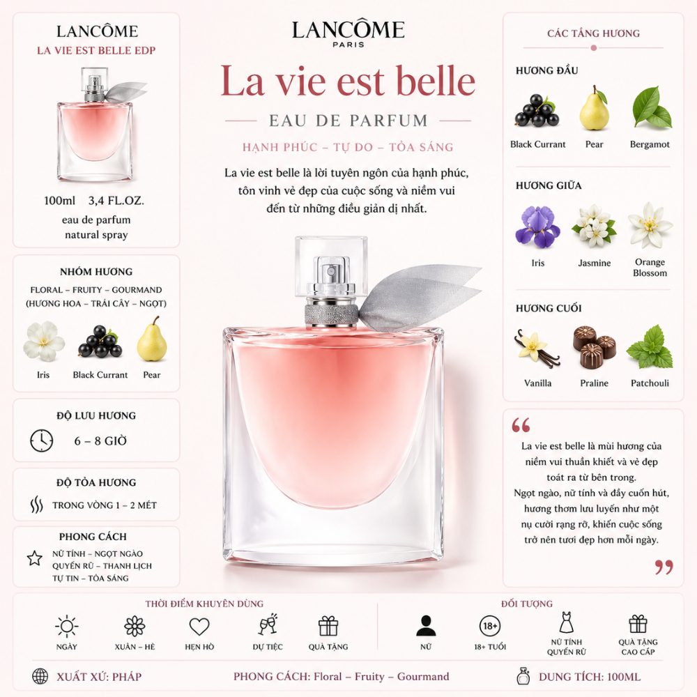 Lancome La Vie Est Belle EDP 23 Thông tin Lancome La Vie Est Belle EDP _ Tiến Perfume