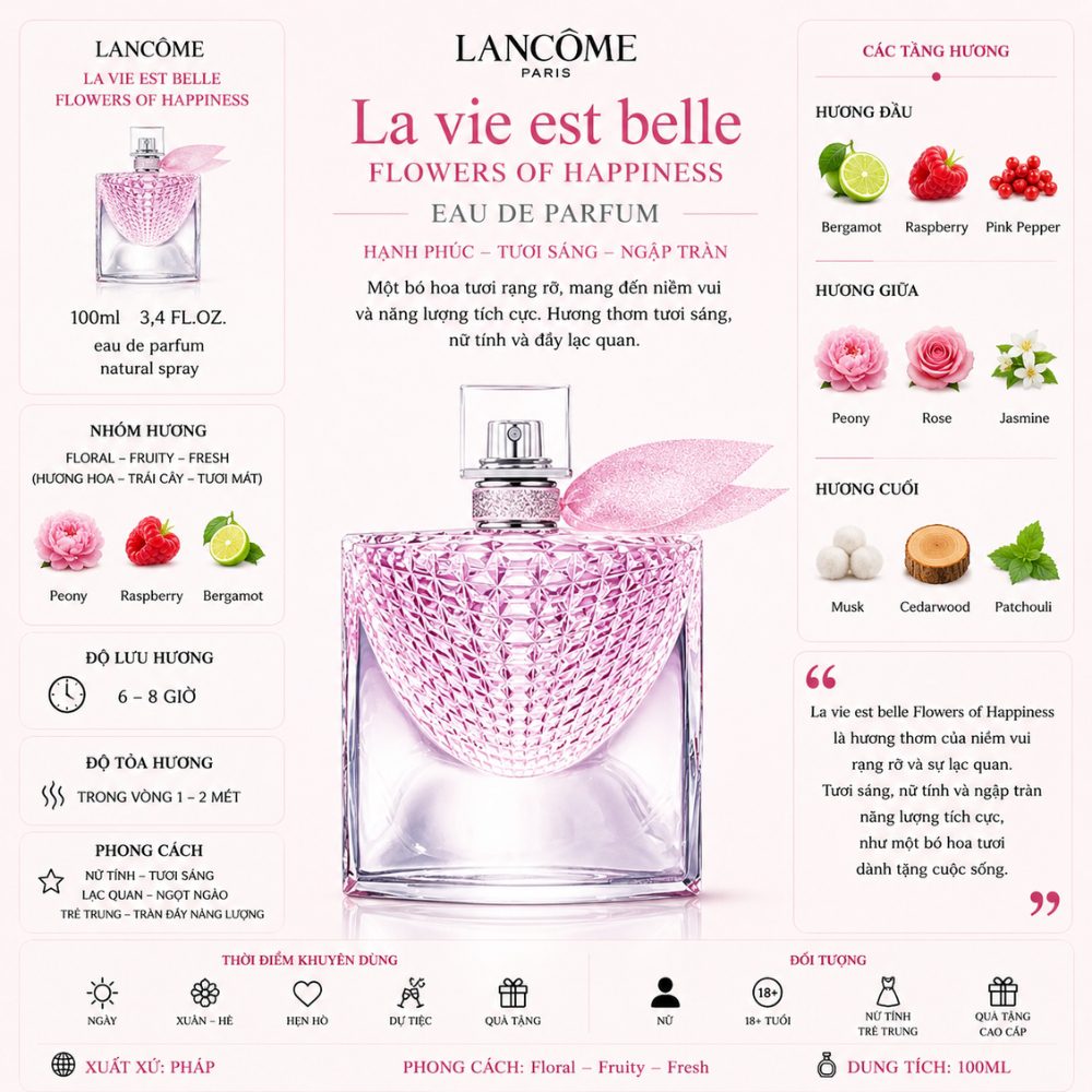 Lancome La Vie Est Belle Flowers of Happiness 17 Thông tin Lancome La Vie Est Belle Flowers of Happiness _ Tiến Perfume