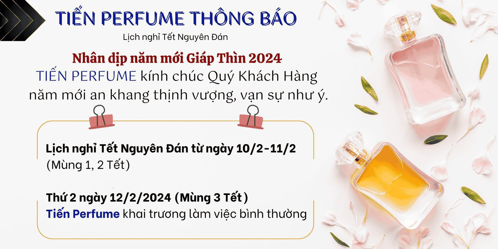 Tiến Perfume thông báo nghỉ Tết 2024