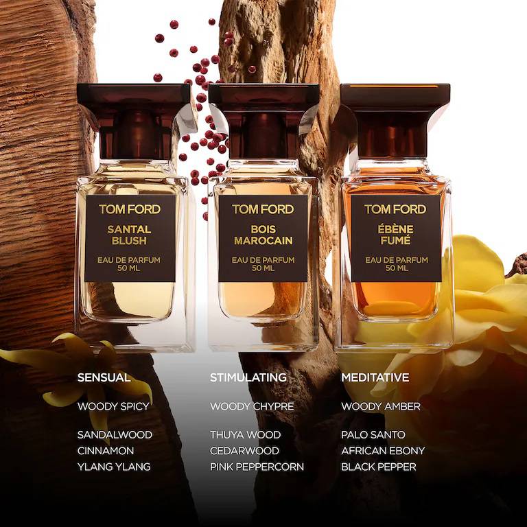 Line Tom Ford 50ml Santal Blush, Bois Marocain, Ébène Fumé Line Tom Ford 50ml Santal Blush, Bois Marocain, Ébène Fumé