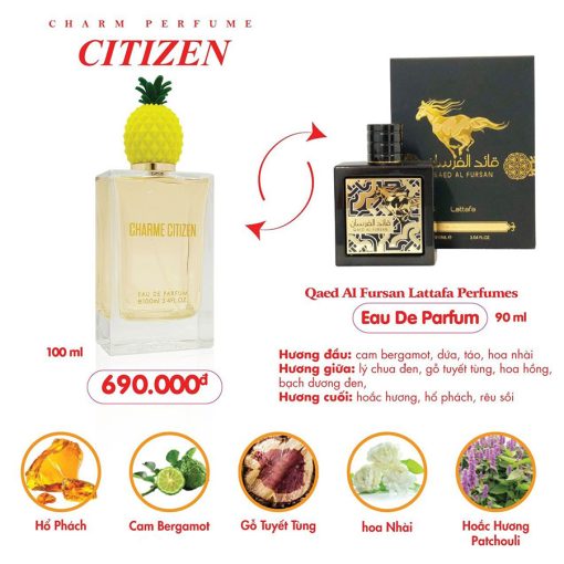 Mùi Charme Citizen giống mùi nước hoa Quaed Al Fursan Lattafa Perfume EDP 90ml