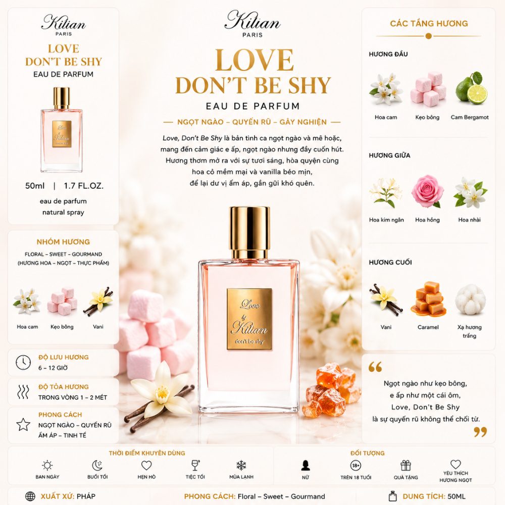 Kilian Love Don't Be Shy EDP 50ml 17 Thông tin Kilian Love Don't Be Shy _ Tiến Perfume