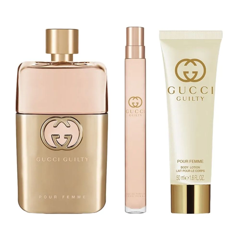 Giftset Gucci Guilty Pour Femme EDP 90ml + Mini 10ml + Body Lotion 50ml 2 Giftset Gucci Guilty Pour Femme EDP 90ml, mini 10ml, Lotion 50ml _ Tiến Perfume