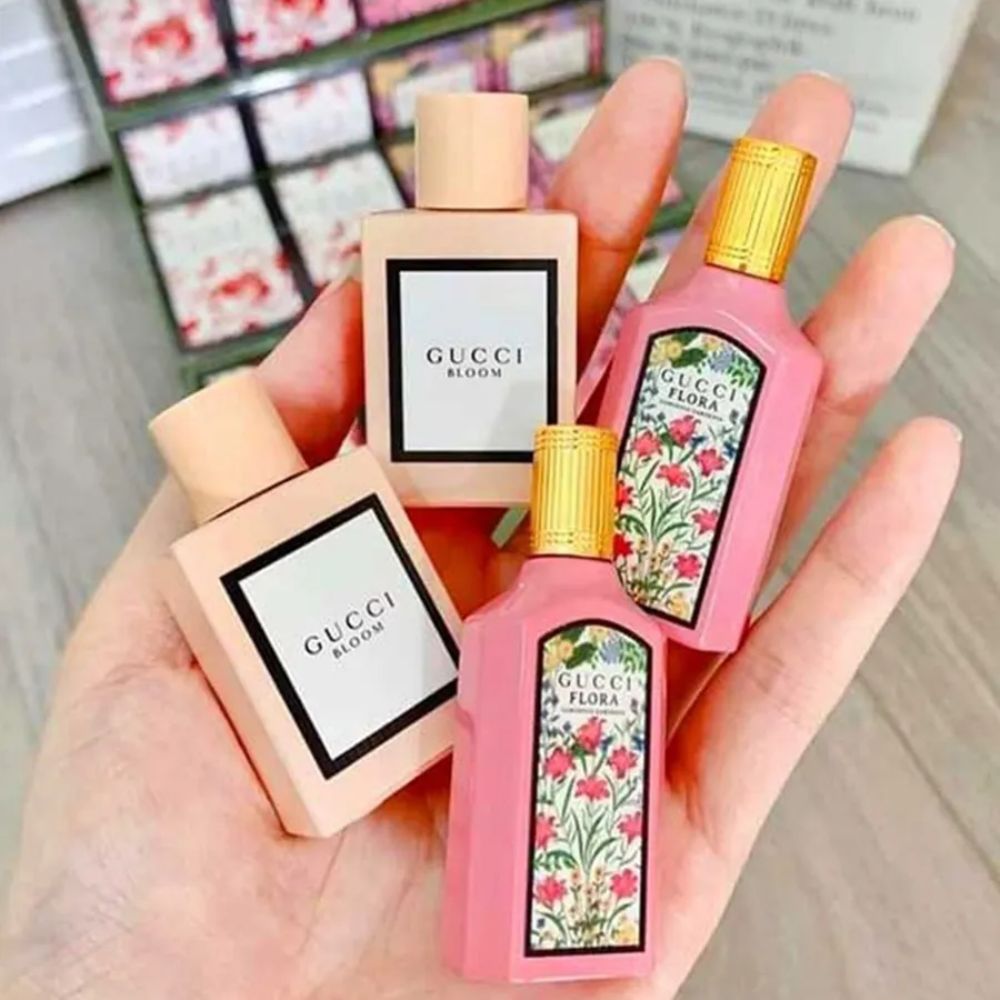 Set Nước Hoa Nữ Gucci Bloom + Flora Gorgeous Gardenia EDP (4 x 5ml) 3 Set Nước Hoa mini Gucci Bloom + Flora Gorgeous Gardenia EDP _ Tiến Perfume