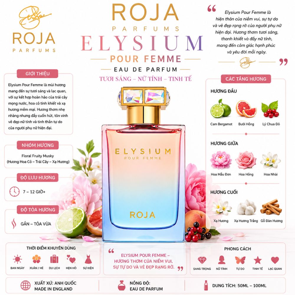 Roja Elysium Pour Femme EDP 75ml 17 Thông tin Roja Elysium Pour Femme EDP _ Tiến Perfume