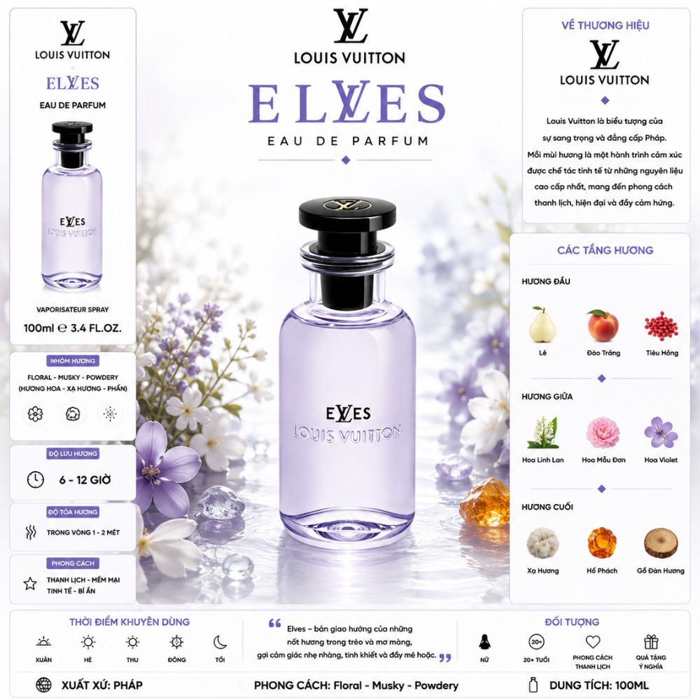 Louis Vuitton Elves EDP 100ml 17 Thông tin Louis Vuitton Elves _ Tiến Perfume