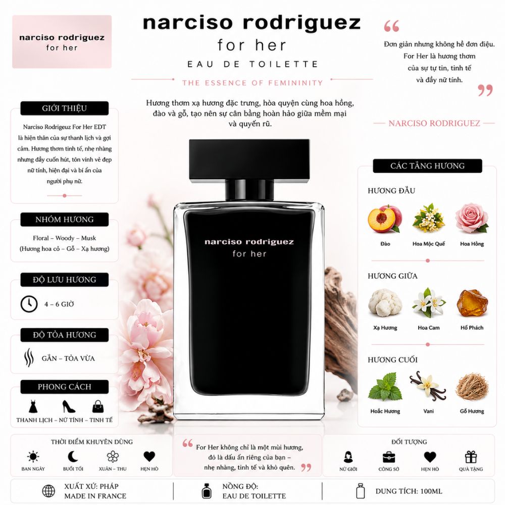 Narciso Rodriguez For Her EDT 100ml 21 Thông tin Narciso For Her EDT _ Tiến Perfume