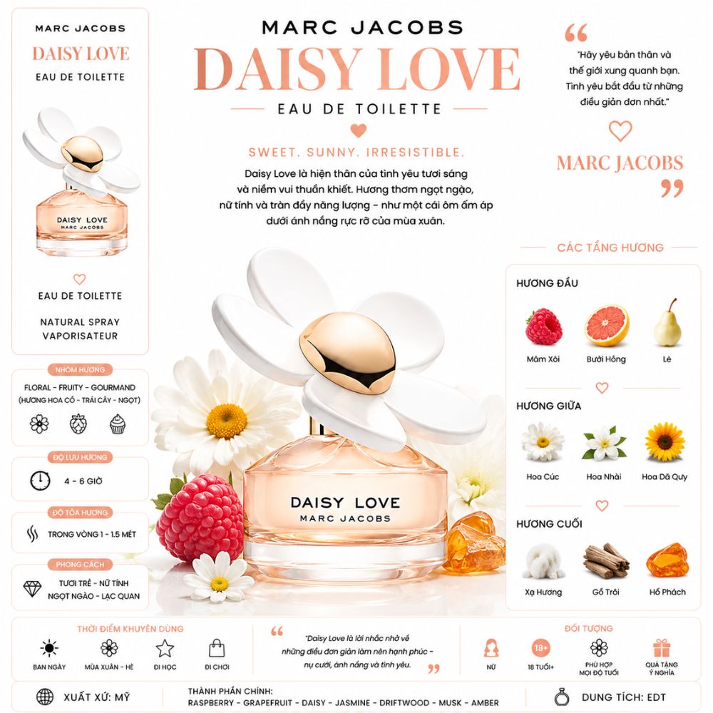Marc Jacobs Daisy Love EDT 100ml 21 Thông tin Marc Jacob Daisy Love EDT _ Tiến Perfume