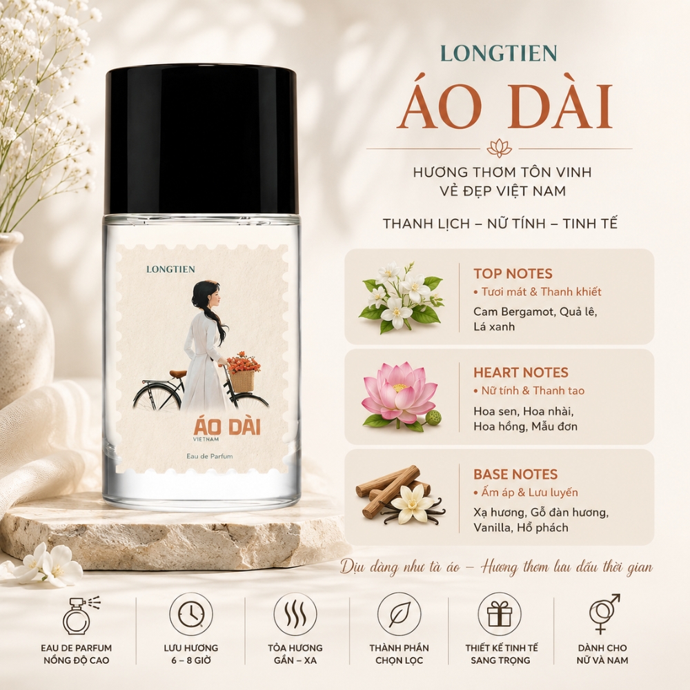LONGTIEN Áo Dài EDP 50ml 10 Mùi hương Nước hoa LONGTIEN Áo Dài _ Tiến Perfume