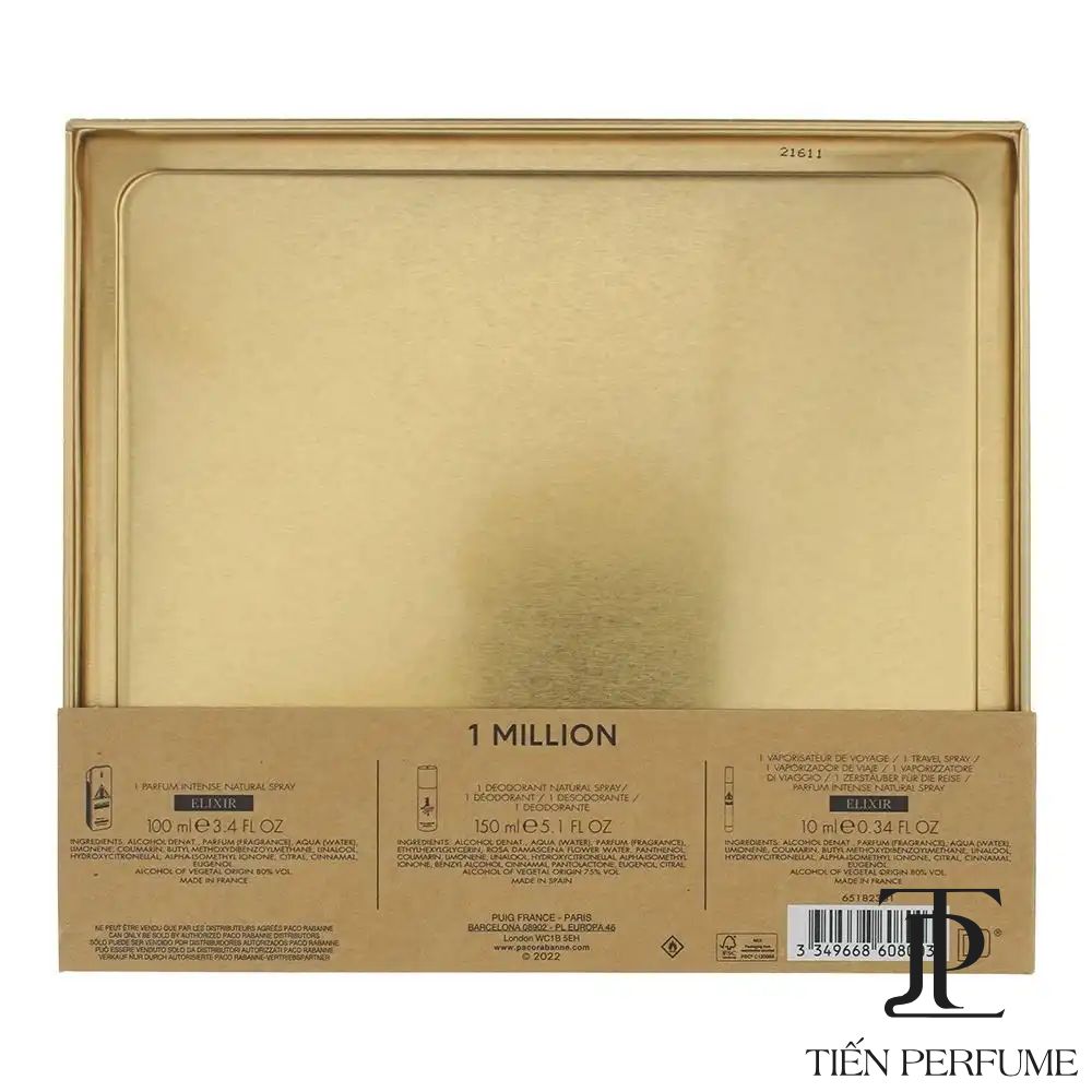 Set Nước Hoa Paco Rabanne 1 Million Elixir 100ml + 10ml + Xịt khử mùi 2 Set Paco Rabanne 1 Million Elixir 100ml + 10ml + Xịt khử mùi _ Tiến Perfume